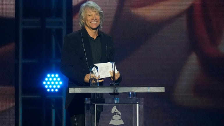 Jon Bon Jovi accepts his Musicares Person of the Year...