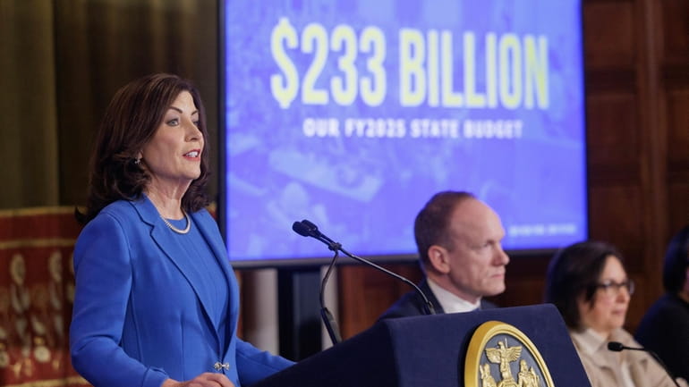 Gov. Kathy Hochul presents her new Executive Budget at the...