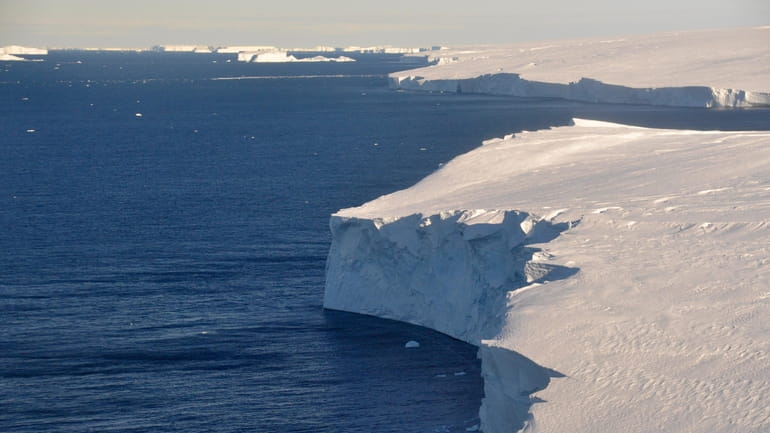 This 2020 photo provided by the British Antarctic Survey shows...