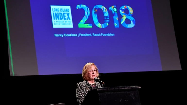 Nancy Rauch Douzinas, publisher of the LI Index, presents the...
