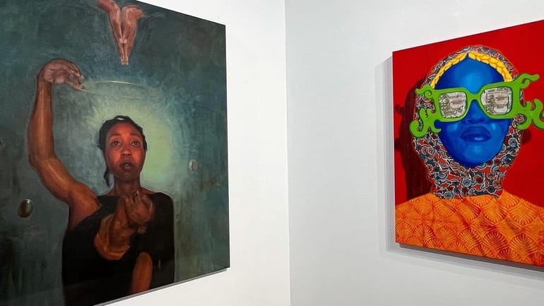 Florence Wangui's "Untitled" painting, and Prudence Chimutuwah's "Face Yebasa 1"...