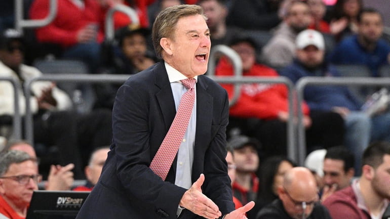 St. John's Red Storm head coach Rick Pitino reacts in...