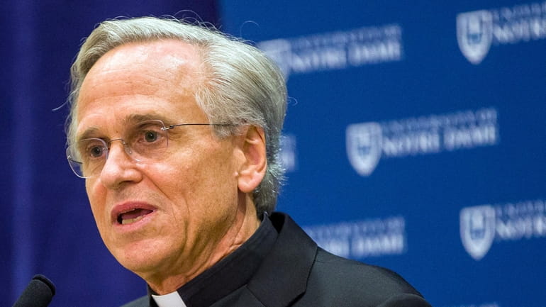 University of Notre Dame President Rev. John Jenkins speaks during...
