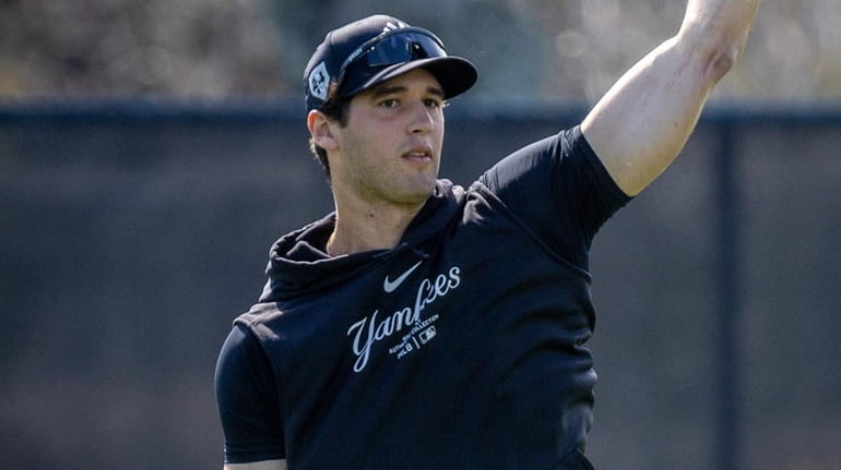 Yankees outfielder Spencer Jones takes part in drills during spring training at...