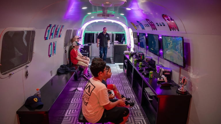 Inside the LI Airstream Gaming Experience at a fundraiser at...