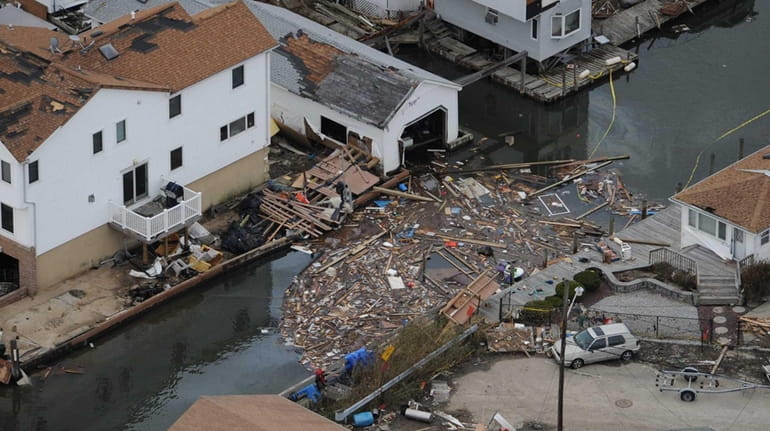 The aftermath of Hurricane Sandy near Atlantic Street and Ocean...