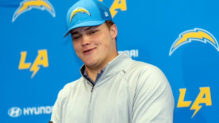 Los Angeles Chargers draft Joe Alt takes questions from the...