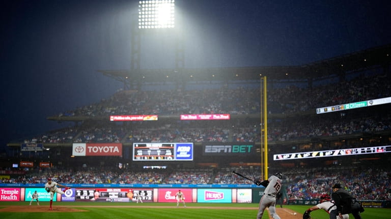San Francisco Giants' Tom Murphy strikes out against Philadelphia Phillies...