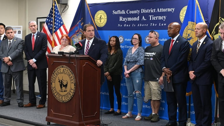 Suffolk County District Attorney Raymond Tierney at a July 14...