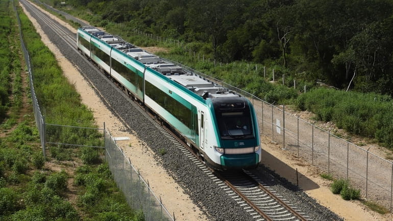 The inaugural train with President Andrés Manuel López Obrador on...