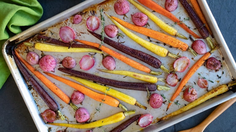 Roasted carrots and radishes are a nice Passover side dish. 