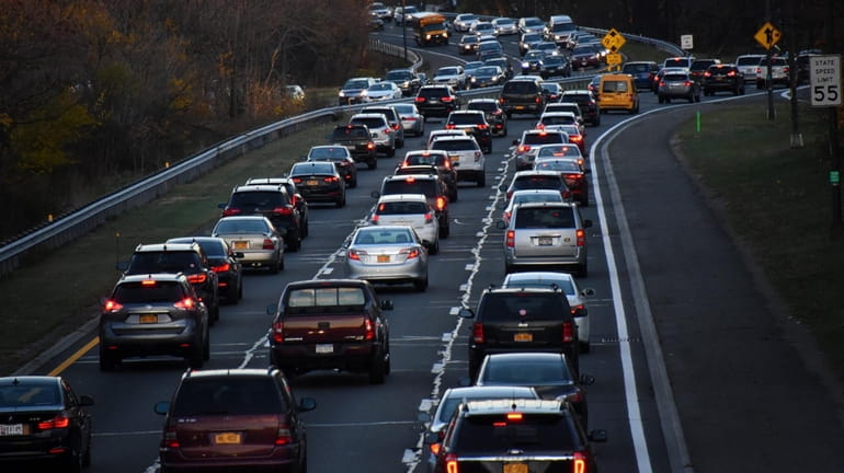 Traffic on the Southern State Parkway in Merrick on a...