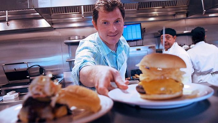 Chef Bobby Flay at his Bobby's Burger Palace at the...