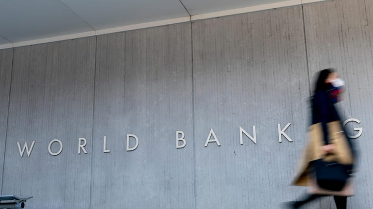 The World Bank building in Washington, Monday, April 5, 2021....