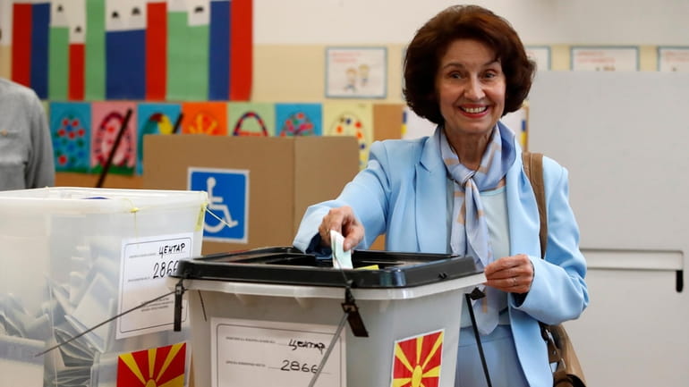 Gordana Siljanovska Davkova, presidential candidate backed by the opposition center-right...