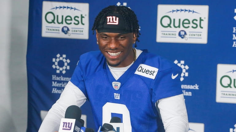 Giants receiver Malik Nabers at rookie minicamp on Friday.