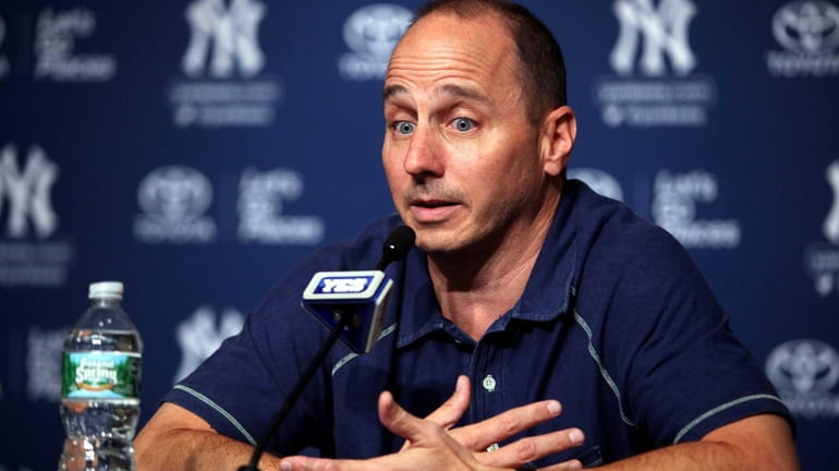 Yankees general Manager Brian Cashman holds a press conference at...