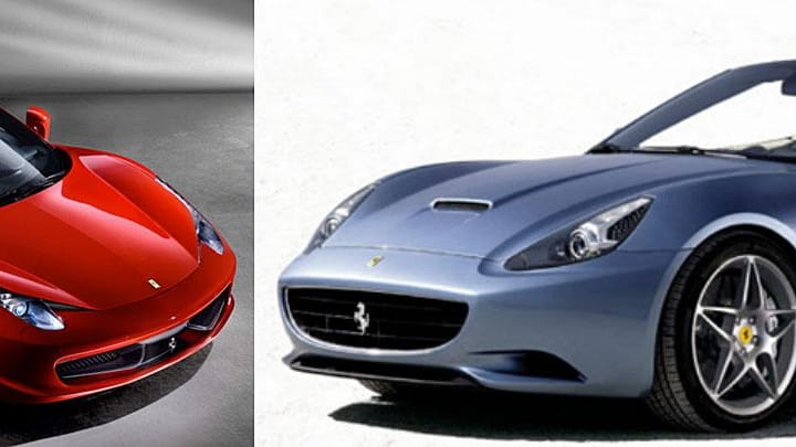 The Ferrari Spider 485, left, and the Ferrari California, right,...