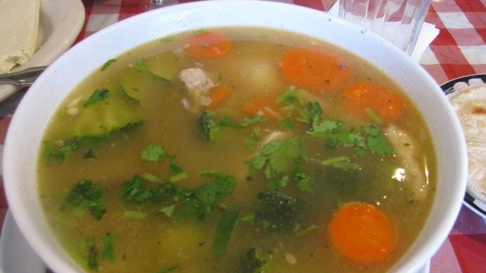 Chicken soup at El Tazumal in Glen Cove. (March 28,...