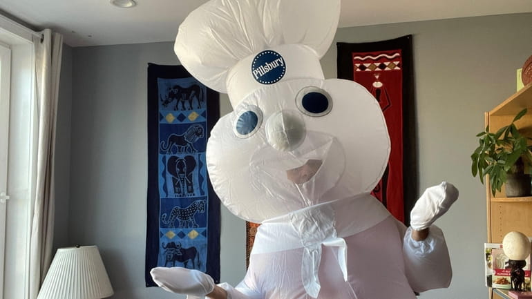 Scott Vogel as the Pillsbury Doughboy at a Halloween party.