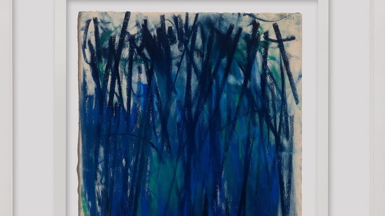 Joan Mitchell's "Untitled," a 1977 charcoal on paper, displays the...