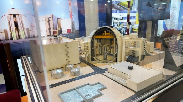 A model of Bushehr nuclear power plant is on display...