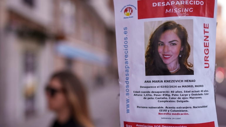 A banner of a Colombian-born American missing woman Ana Maria...