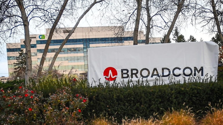 The CA Technologies building in Islandia now displays signage for Broadcom, the...