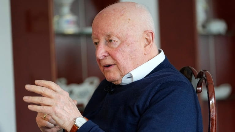 Holocaust survivor Herbert Rubinstein talks during an interview with The...