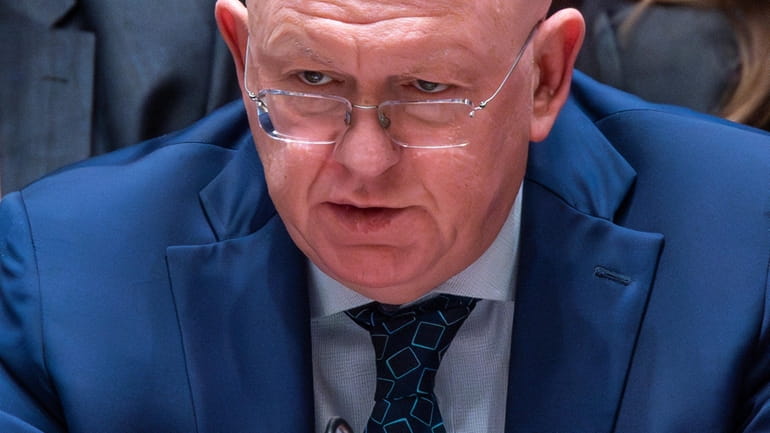 Russian Permanent Representative to the U.N. Vassily Nebenzia addresses members...