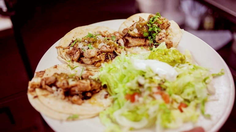 Traditional, Mexican soft chicken tacos were served at Chichimecas restaurant...