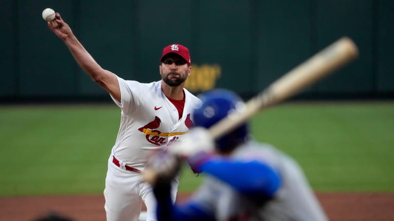 St. Louis Cardinals starting pitcher Adam Wainwright throws during the...