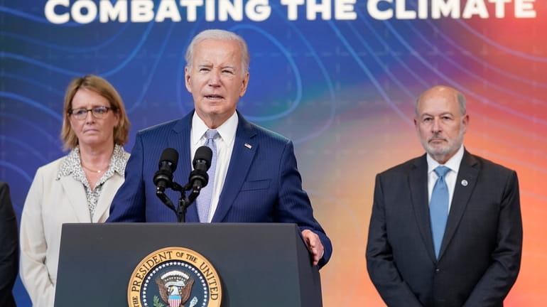President Joe Biden speaks during an event to announce new...