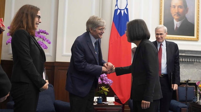 From left, Chair of the American Institute in Taiwan (AIT)...