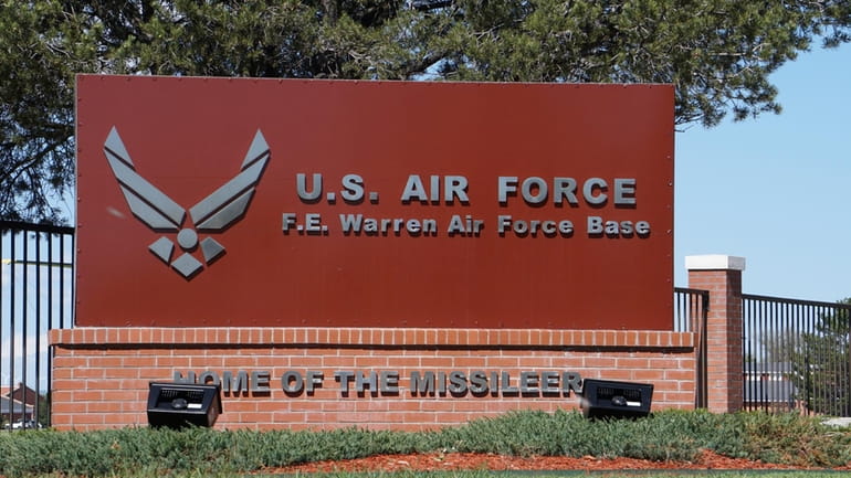 The entrance to F.E. Warren Air Force Base is pictured...