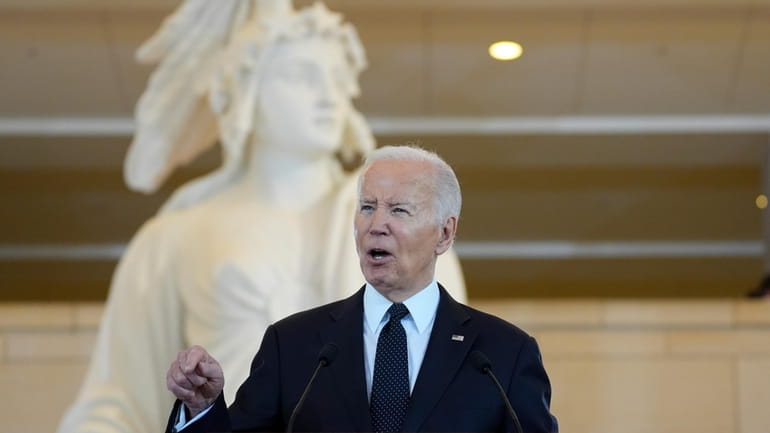 President Joe Biden speaks at the U.S. Holocaust Memorial Museum's...