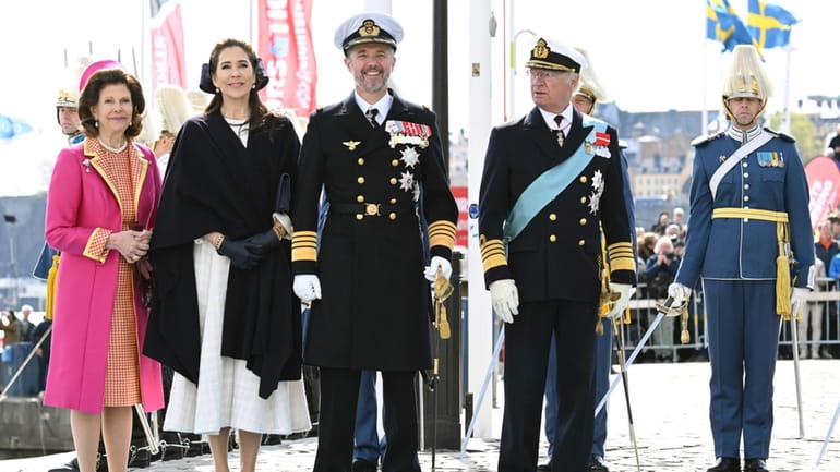 From left, Sweden's Queen Silvia, Denmark's Queen Mary, Denmark's King...
