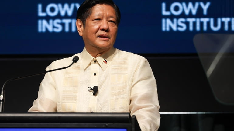 The President of the Philippines Ferdinand Marcos Jr. addresses the...