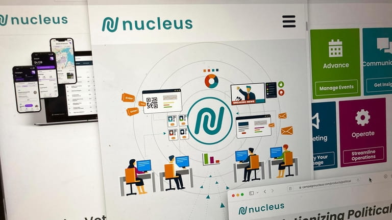 Pages from the Campaign Nucleus website are seen on a...