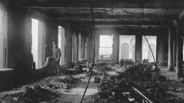 The charred insides of the Triangle Shirtwaist Company in Greenwich...