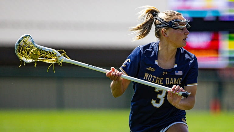 Former All-Long Island lacrosse player Kasey Choma plays for Notre Dame...