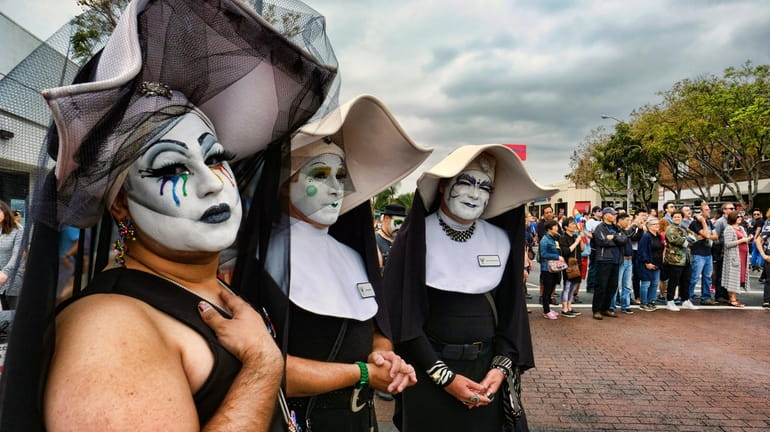 The Sisters of Perpetual Indulgence show their support during the...