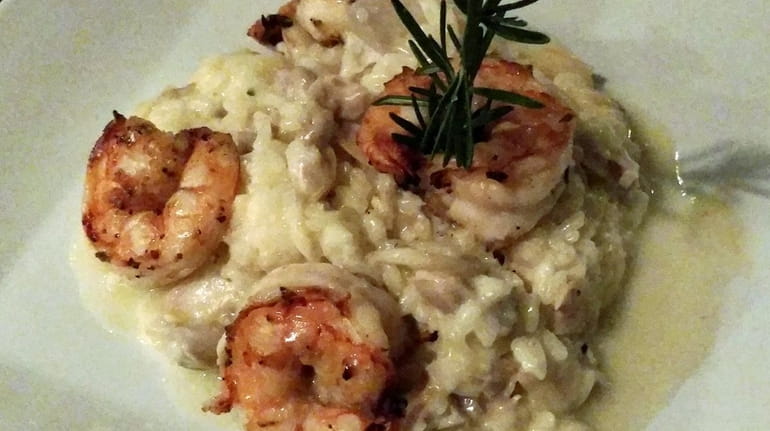 White clam risotto with grilled shrimp at Bacaro Italian Tavern...