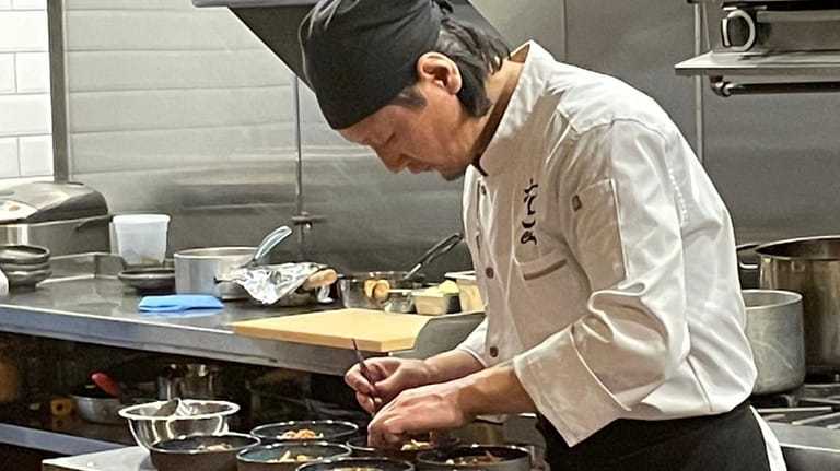 Sushi chef Osan Weng at Sora Omakase in Stony Brook.