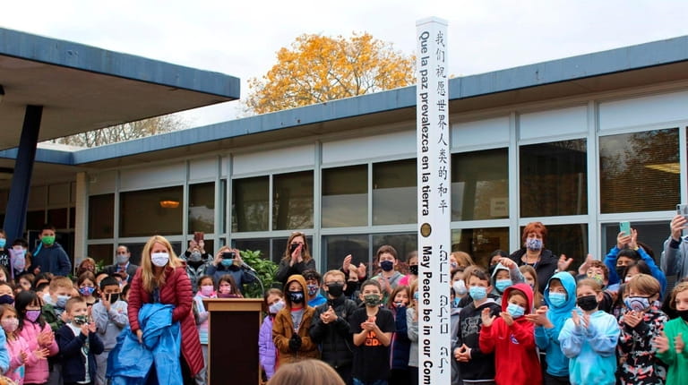 In Plainview, Pasadena Elementary School recently unveiled a peace pole...