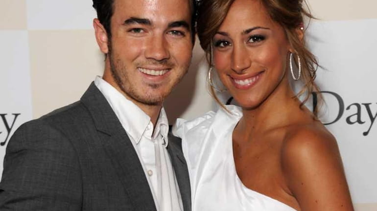 Danielle Deleasa, married to Kevin Jonas, wearing her A. Jaffe