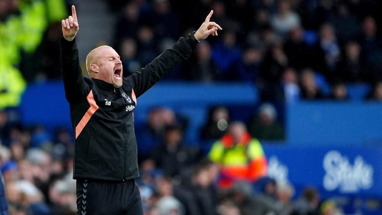 Everton's manager Sean Dyche gestures during the English Premier League...