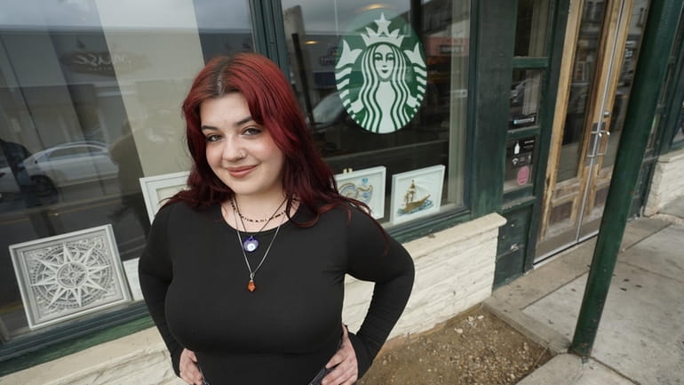 Barista Olivia Donnelly supports unionization efforts at the Starbucks on...