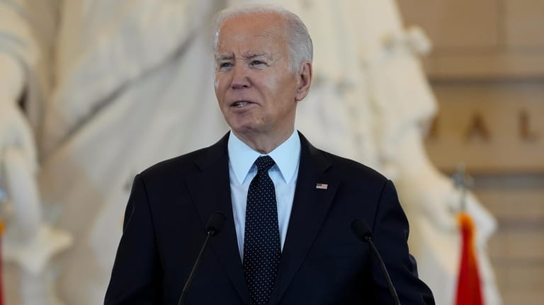 President Joe Biden speaks at the U.S. Holocaust Memorial Museum's...