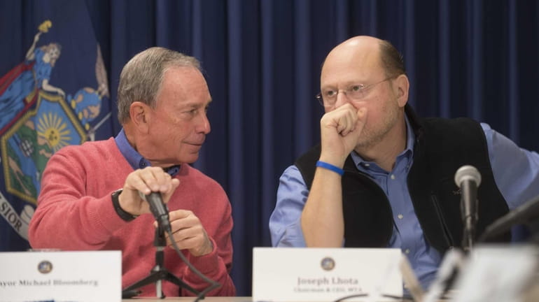 Mayor Michael Bloomberg and Joe Lhota, chairman & CEO, MTA,...